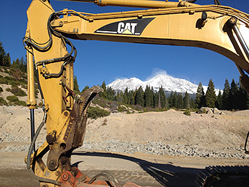 Excavator and Mount Shasta